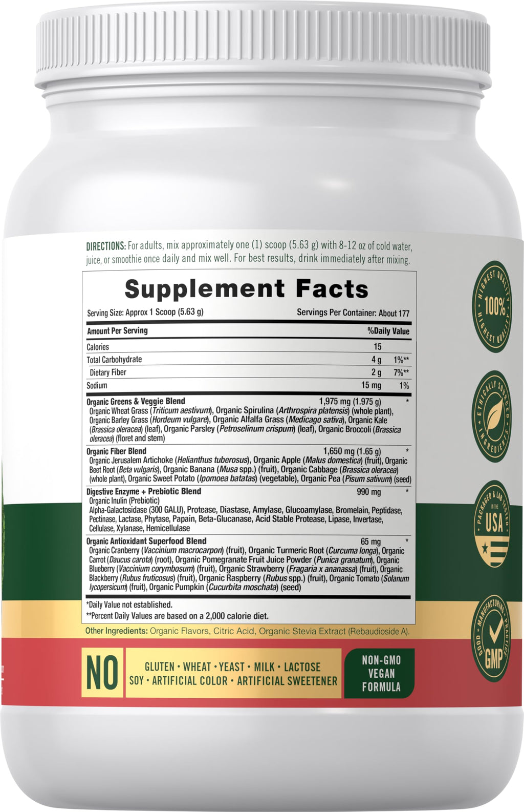 Carlyle Organic Greens Powder | 35.2 oz | 20+ Superfoods & Prebiotics