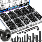 mxuteuk 888PCS Metric Screw Assortment Kit,M2 M3 M4 M5 Machine Screws,10.9 Grade Alloy Steel Metric Hex Button Head Cap Screws Nuts and Flat Washers Assortment Kit for 3D Printing