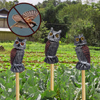Hausse 3 Pack Bird Scarecrow Fake Horned Owl Decoy, Rotating Head Plastic Owl Bird Deterrents, Nature Enemy Horned Pest Repellent for Outdoor Garden