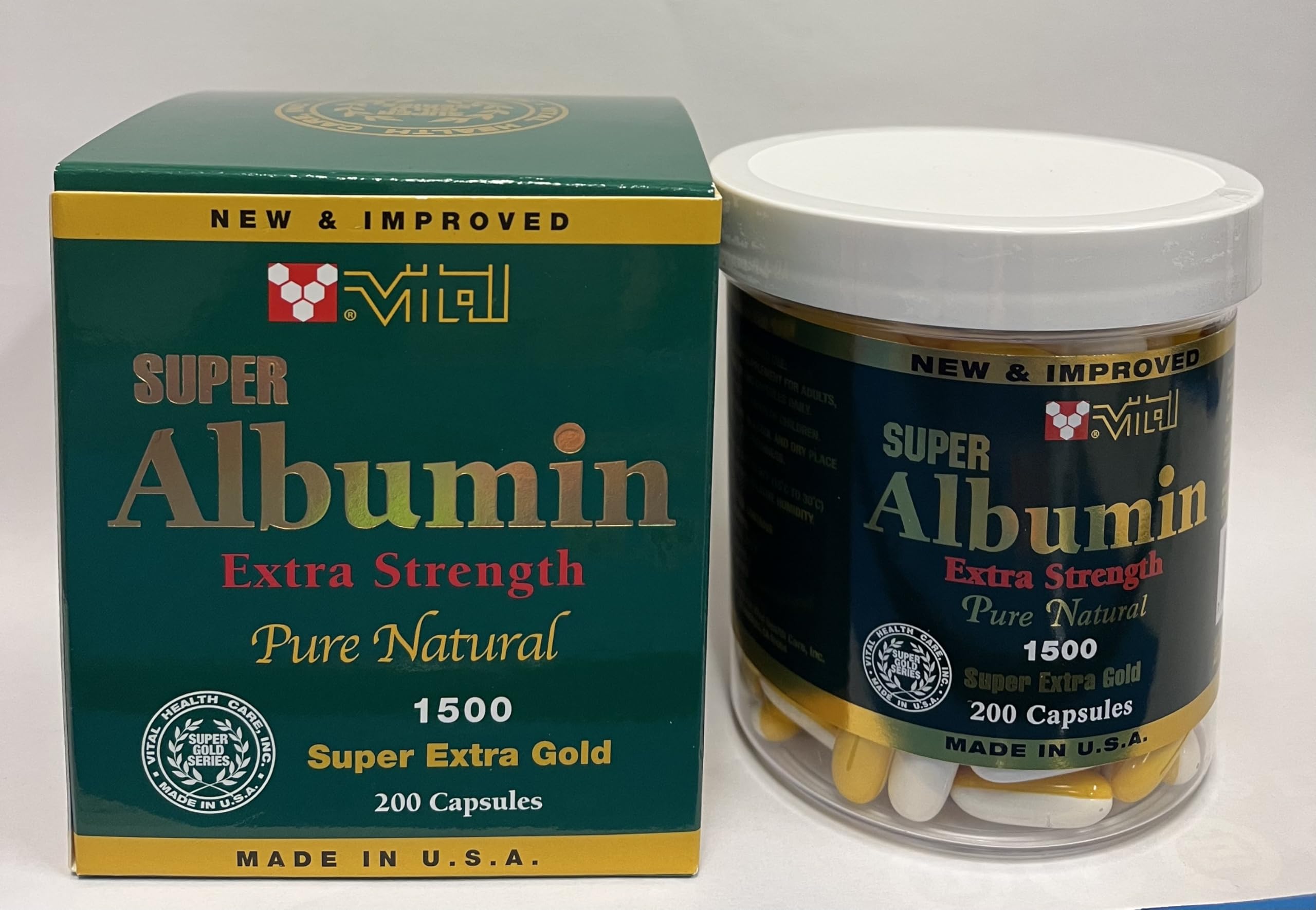 Vital Super Albumin Extra Strength Pure Natural 1500 mg 200 Softgels Authentic 바이탈슈퍼알부민