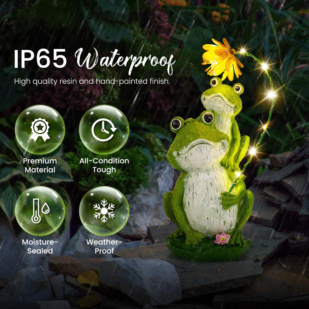 GIGALUMI Solar Garden Statues, Loving Frog Garden Decor