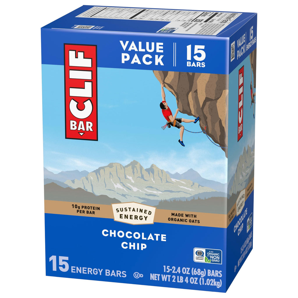 CLIF BAR Protein Energy Bars, Chocolate Chip, 15ct