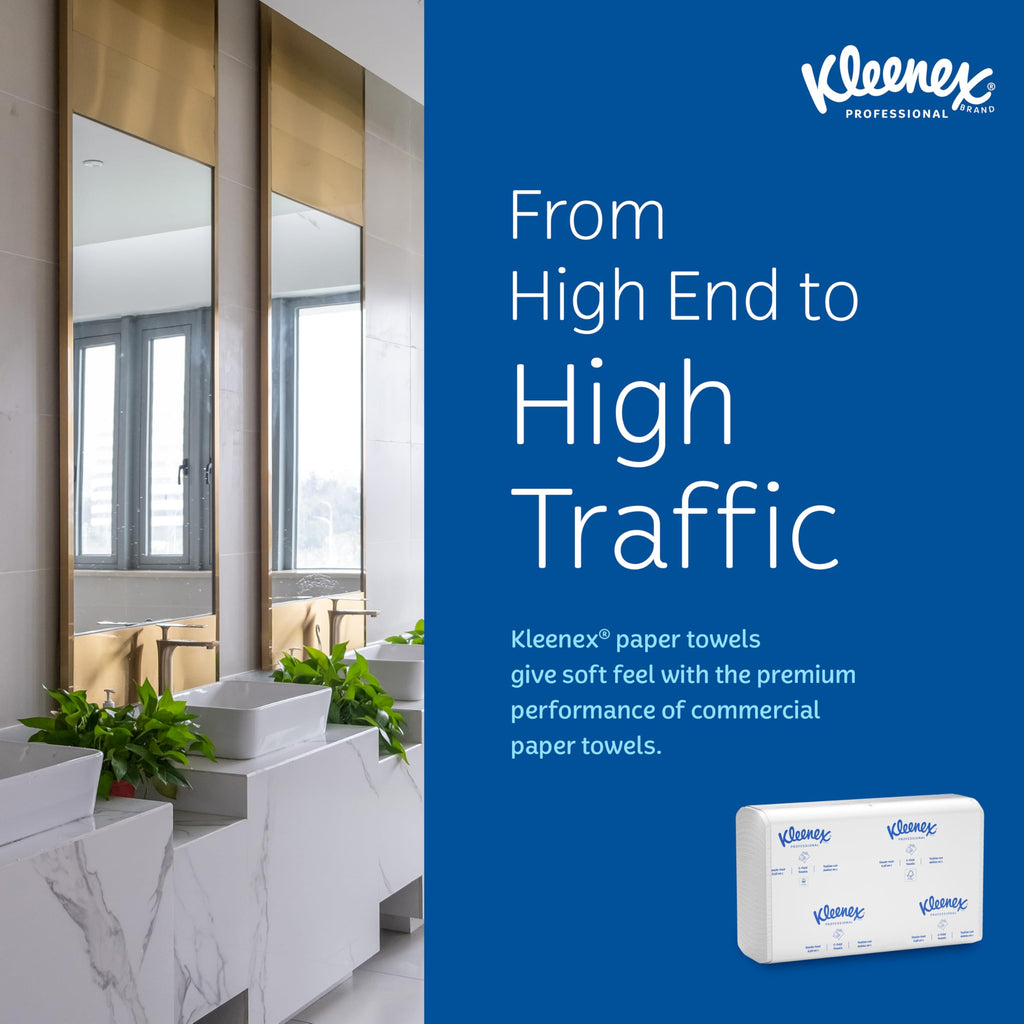 Kleenex Professional Universal C-Fold Folded Paper Towels, Bulk (01500), Absorbent, White (150 Sheets/Pack, 16 Packs/Case, 2,400 Sheet Total)