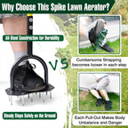Jardineer Lawn Aerator Tool, Updated 36" Spike Aerator Lawn Tool with Longer Spikes, Pre-Assembled Manual Grass Aerator for Lawn Aeration, Soil Aerating