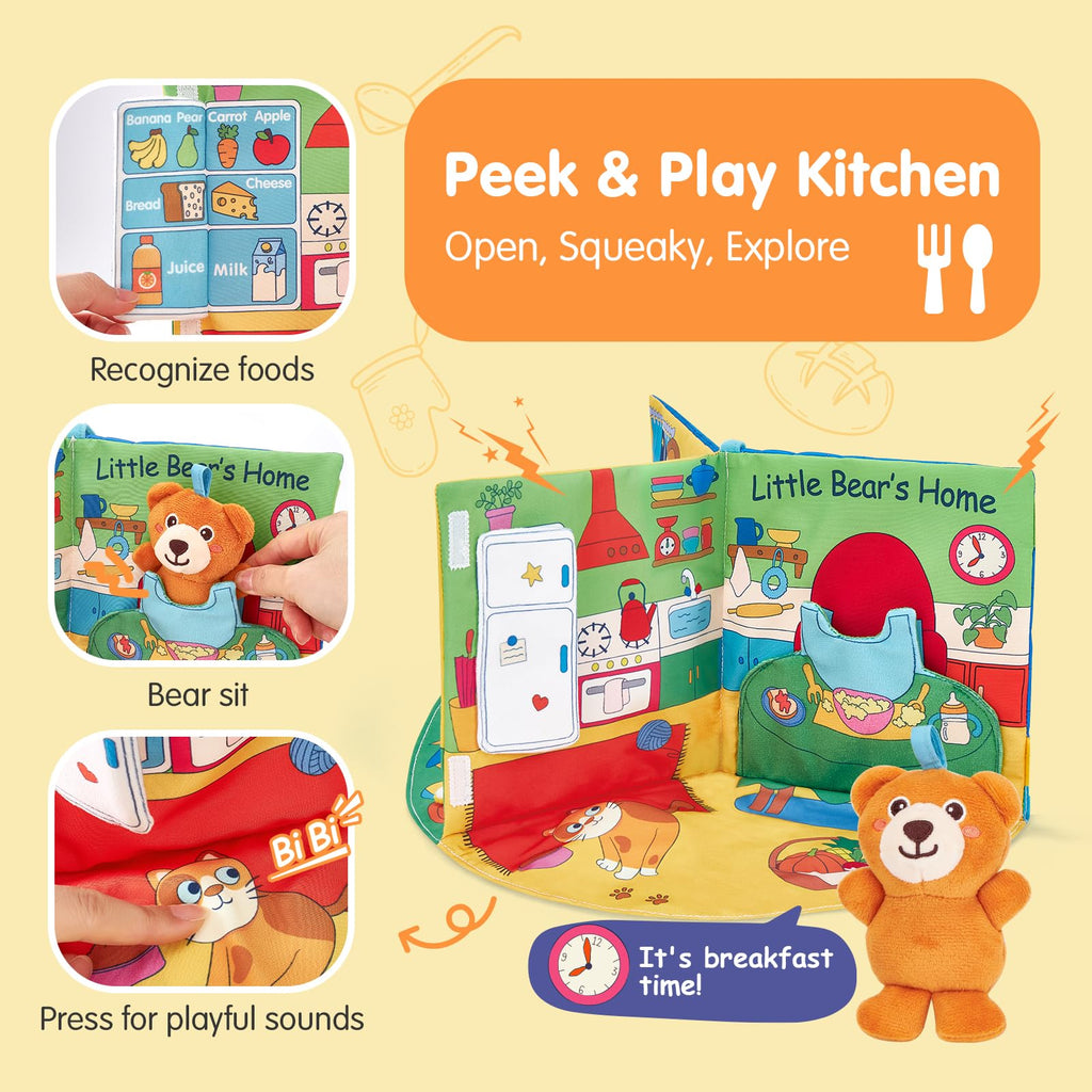 hahaland Baby Book for 1 Year Old - Touch and Feel Soft Activity Books Tummy Time Baby Toy 6 9 12 18 Months Interactive Book for Babies 6-12 Month on Airplane Christmas Birthday Gift Stocking Stuffers