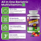 Procare Health Bariatric Multivitamin with Iron 45mg Chewable (90 Tablets) - Fruit Punch Flavor Bariatric Multivitamin Chewable Pills for Gastric Bypass & Sleeve Gastrectomy Patients (03 Month Supply)
