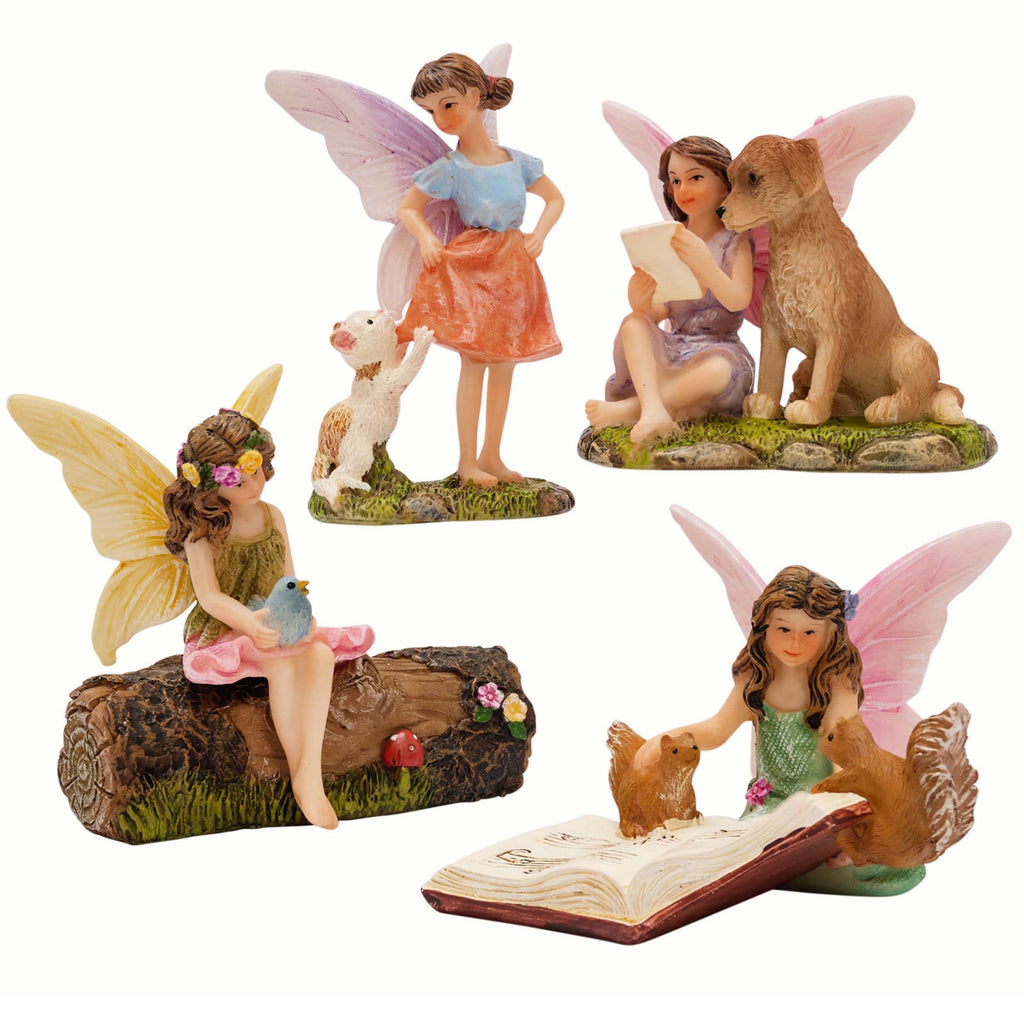 PRETMANNS Fairy Garden Accessories with Fairies for Fairy Garden Outdoor - Miniature Fairy Figurines Set with Animals - Fairy Garden Kit for Indoor Outdoor Gardens