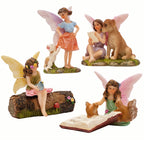 PRETMANNS Fairy Garden Accessories with Fairies for Fairy Garden Outdoor - Miniature Fairy Figurines Set with Animals - Fairy Garden Kit for Indoor Outdoor Gardens