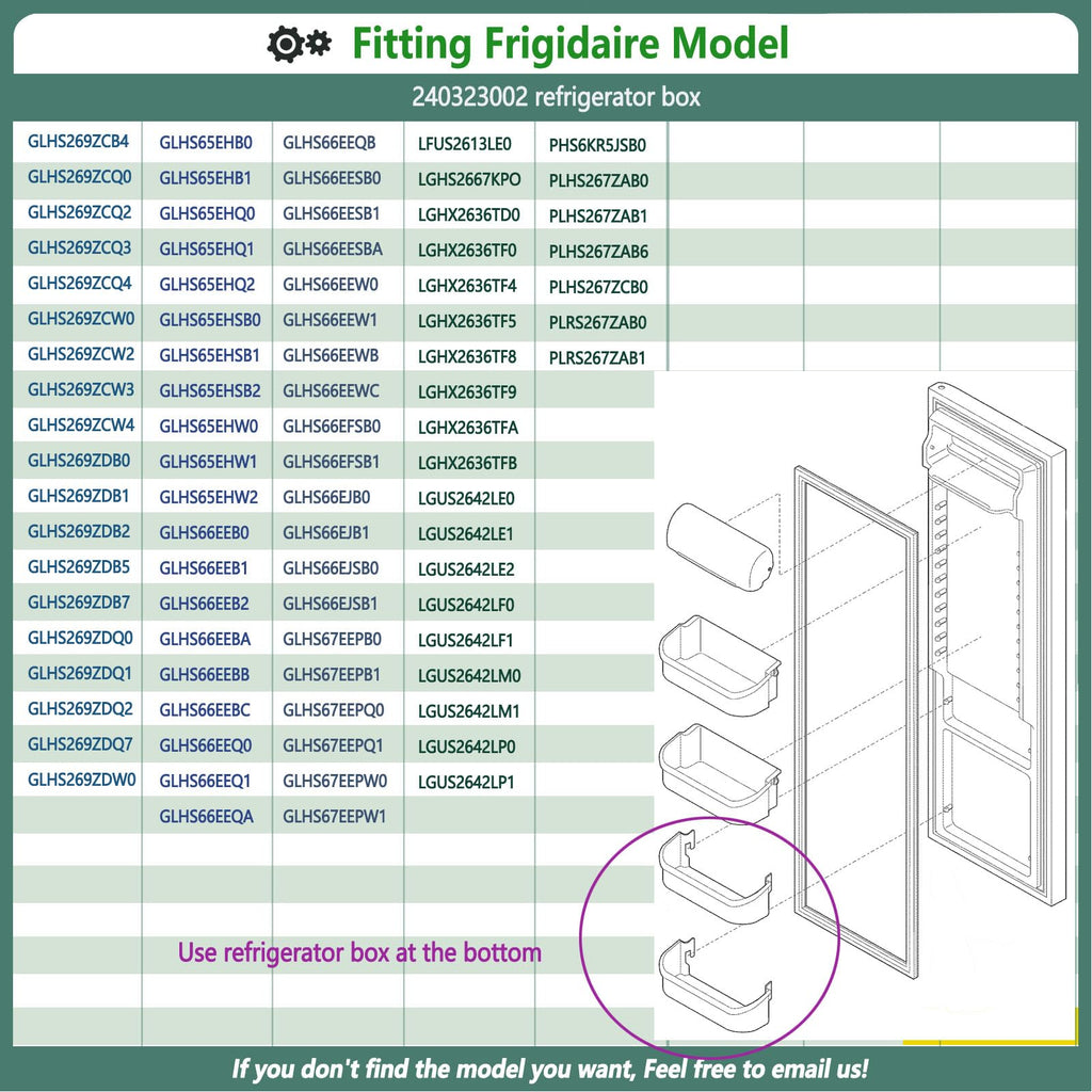 240323002 Refrigerator Door Bin Shelf Compatible with Frigidaire or Electrolux, Bottom 2 Shelves on Refrigerator Side, Clear, Double Unit, Replaces PS429725, AP2115742