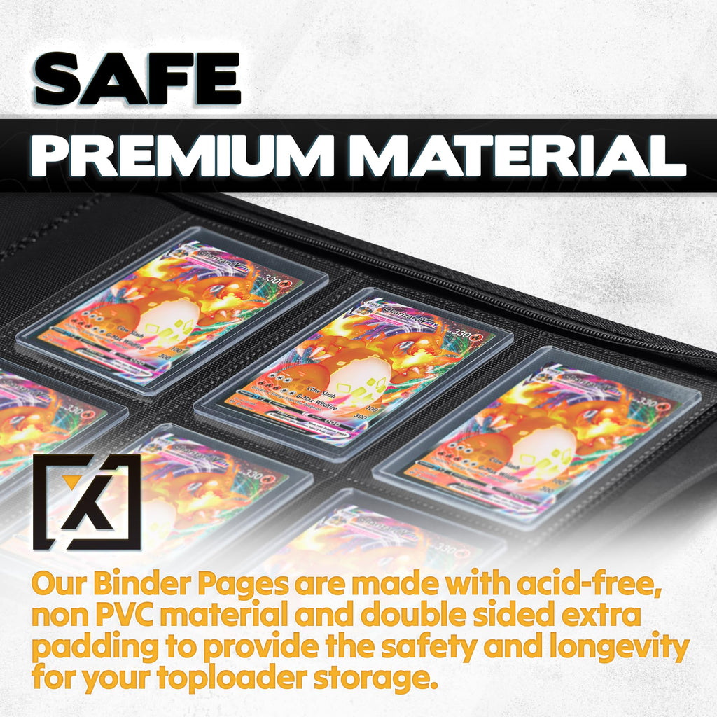 X PRO Toploader Binder | Holds 252 Toploaders | 20 Toploaders INCLUDED | 9-Pocket | Ringless Double-Sided Pockets for TCG, Sports | Premium Top Loader Storage