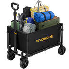 VIVOHOME Collapsible Wagon Cart Lightweight Portable Folding Utility Wagons with All-Terrain Wheels for Grocery Sports Garden Shopping Camping