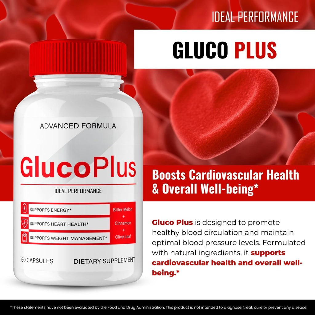 Gluco Plus Advanced Blood Formula Capsules, Official GlucoPlus Supplement Pills - Maximum Strength, All Natural for Healthy Circulation & Stable Level, Advanced Gluco Health Plus Reviews (2 Pack)