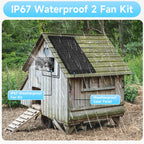 Solar Powered Fan for Outside, IP65 Waterproof Auto On/Off Solar Exhaust Fan Kit wtih 10 Ft Cable for Chicken Coop, Shed, Greenhouse, Pet House Ventilation Accessories