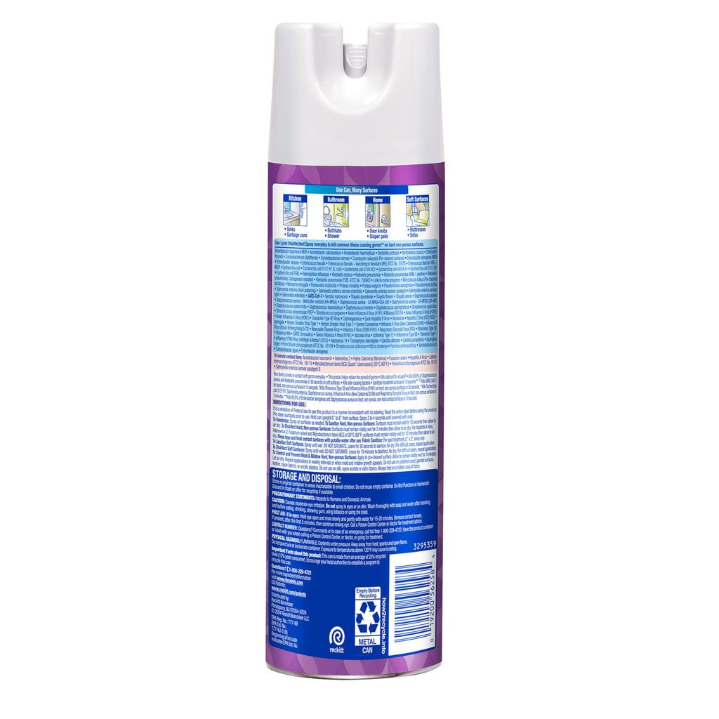 Lysol Disinfectant Spray, Sanitizing and Antibacterial Spray, For Disinfecting and Deodorizing, Lavender & Cotton Blossom Scent, 19 Oz (Pack of 2)