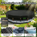 QH.HOME 550D 12 ft Pool Cover Round[Upgraded Tear Resistant & Quadruple Windproof] wth Pre-Installed Patented Winch and Rope, Pool Covers for Above Ground Pools-Snug Fit & Waterproof Protection