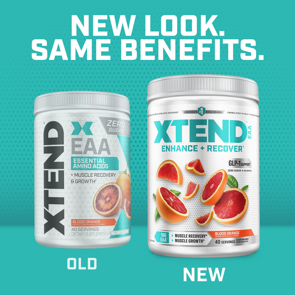 Xtend EAA + BCAA Powder for Muscle Recovery & Lean Muscle Growth, 9 Essential Amino Acids for Intra Workout or Post Workout Recovery, 10g EAAs Per 2 Servings, Blood Orange 40 Servings