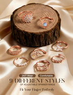 FIBO STEEL Fidget Anxiety Ring for Women Rose Gold Plated Spinner Rings