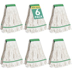 6 Pack Commercial Mop Head Replacement – Heavy Duty Mop Head for General and Floor Cleaning | Industrial Wet Mops | Washable Refill, Reusable, Looped End Mopheads | Hardwood, Concrete（White）
