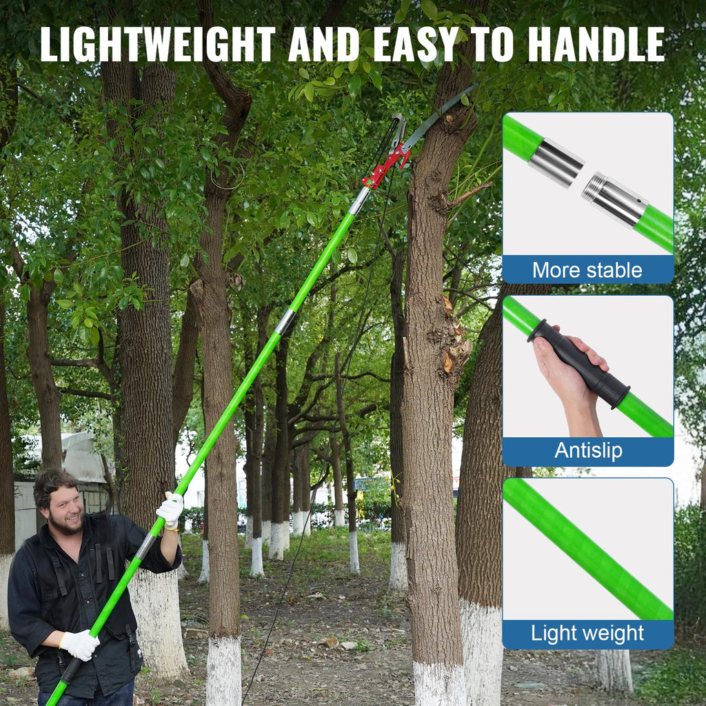 30 Ft Manual Pole Saw, Extendable Tree Pruner Blade and Scissors Set