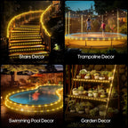 ICRGB Solar Rope Lights Outdoor, 39FT 100 LED Solar Rope Lights,IP67 Waterproof, 8 Modes, Outdoor Patio Porch Tree Wedding Christmas Pool Garden Decorative -Warm White