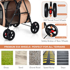 Giantex Double Pet Stroller with 2 Detachable Carrier Bags, Safety Belt, 4 Lockable Wheels, Folding Cat & Dog Stroller for Small Medium Pets, Cats Dogs Puppy Travel Strolling Cart (Beige)