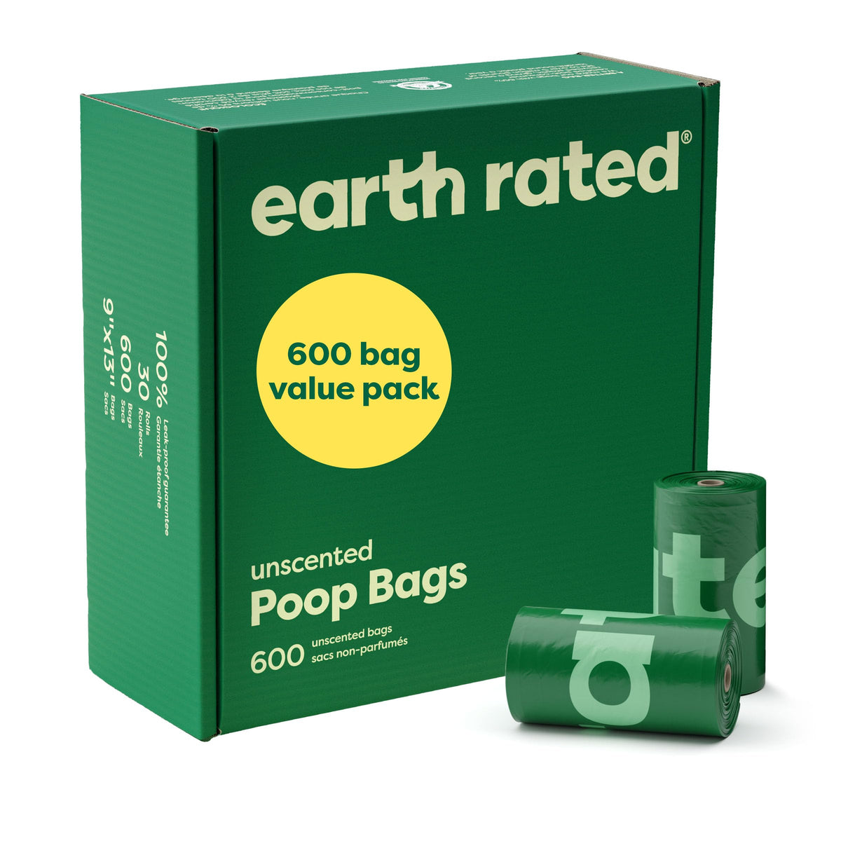 Earth Rated Dog Poop Bags on Refill Rolls, 600 Bags, Unscented