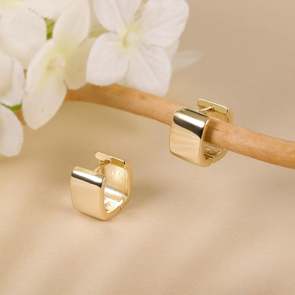 Small Gold Chunky Hoop Earrings Hoops Huggie Square Earrings