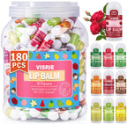 VISRIE 180 Pack Mini Lip Balm Bulk, Natural Lip Balm with Vitamin E & Beeswax, Moisturizing Lip Care for Dry Lips, Perfect for Party Favors, Care Packages & Small Gifts