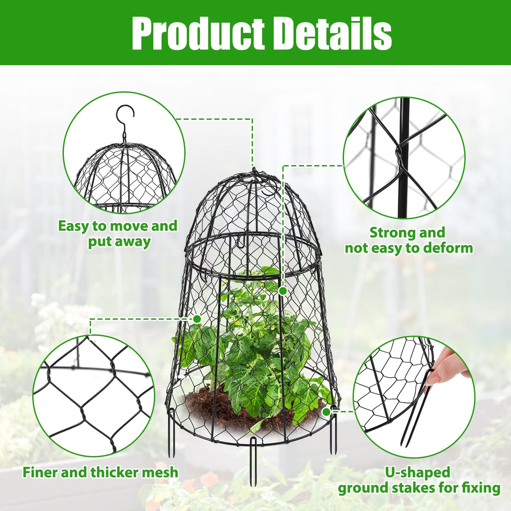 6 Pack Garden Cloches for Plants, Sturdy Chicken Wire Cloches Plant Cover