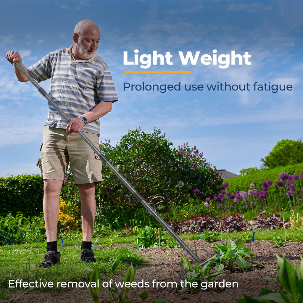49“-77” Adjustable Rake, 17" Extra Wide Double-Sided Lightweight Head Garden Rake | Lightweight & Unbreakable | Level Soil, Remove Leaves, Spread Mulch Fast, Leaf Cleanup, Landscaping, Yard Cleanup