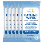 Nurture XL Rinse Free Bathing Wipes for Adults w/Aloe | Waterless Cleansing for sensitive skin | Disposable Adult Body Bath Wet Wipe for Disabled Bedridden | 48 wipes