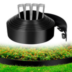 Kafuzi 4IN x 33FT Landscape Edging, Garden Edging Borders with 40pcs Metal Stakes, Flexible Plastic Garden Border for Lawn, Landscaping, Flower Beds, Trees and Yard