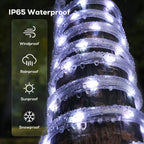 100Ft 720 LED Rope Lights for Outside with Remote & Plug - Cool White