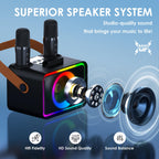 Karaoke Machine for Kids Adults,Bluetooth Speaker 2 Wireless Microphones