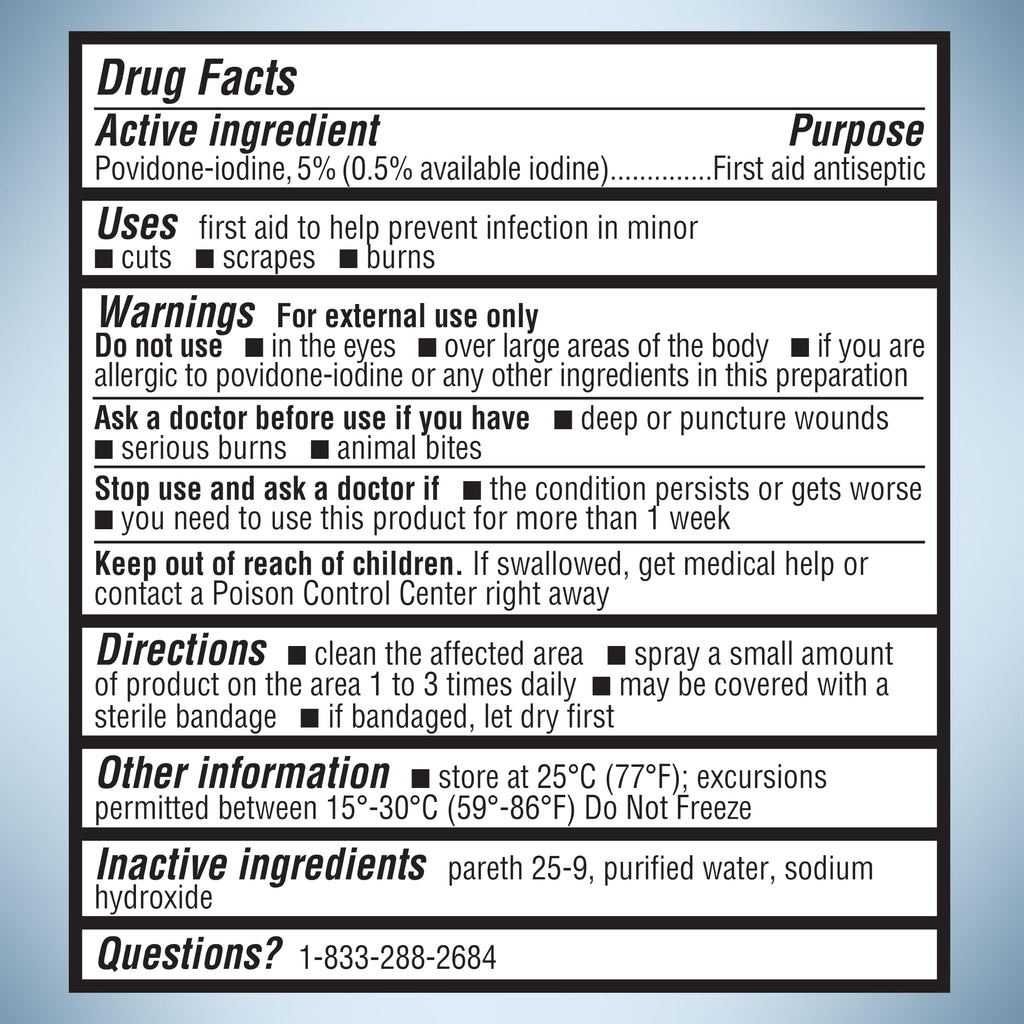 Betadine Antiseptic First Aid Spray, Povidone-Iodine 5%, 3 Fl Oz