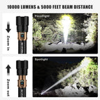 SKYFIRE Rechargeable Flashlights High Lumens,10000mAh Super Bright Flashlight Zoomable 4Modes Waterproof LED Tactical Flash Light for Camping Essentials,Outdoor and Home Emergencies