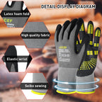 LOCCEF Endurance Knit Work Gloves MicroFoam Nitrile Coated-6 Pairs,Tacky Dot Grip, Multi Purpose,Micro-Foam Gloves(8-M)