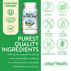 Maxi Health - Relax to The Max Stress Relief Formula (60 Count) Capsules with Vitamin C, Calcium, L-Theanine, L-Taurine & Amino Acids - All Natural Calming & Relaxation Supplements