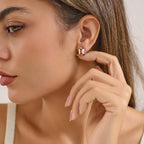 NOKMIT Two Tone Huggie Hoop Earrings for Women, Dainty 14K Gold and Silver Mixed Metal C Shaped Hoops, Small Multi Statement Geometric Earrings, Plain High Polish Non Tarnish Jewelry Gifts