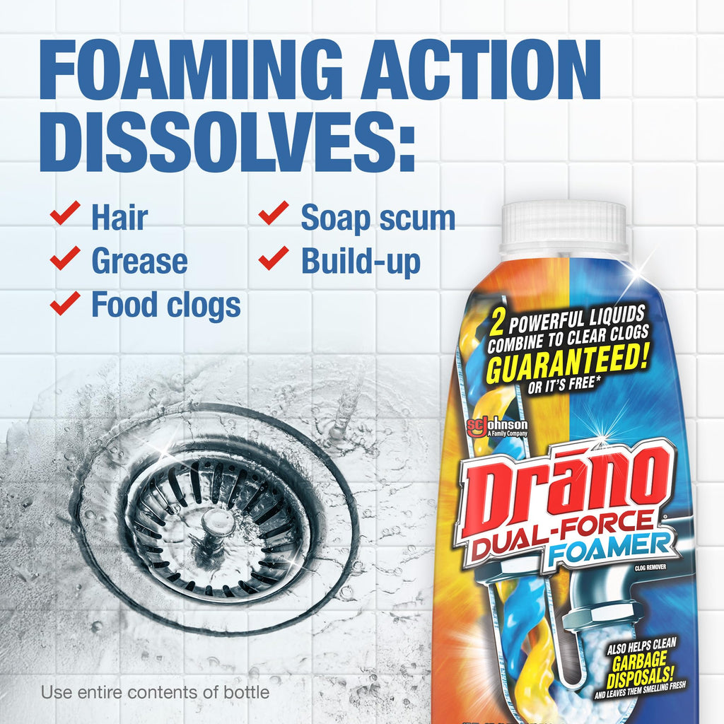 Drano Dual-Force Foamer Clog Remover, 17 oz (Pack of 5)