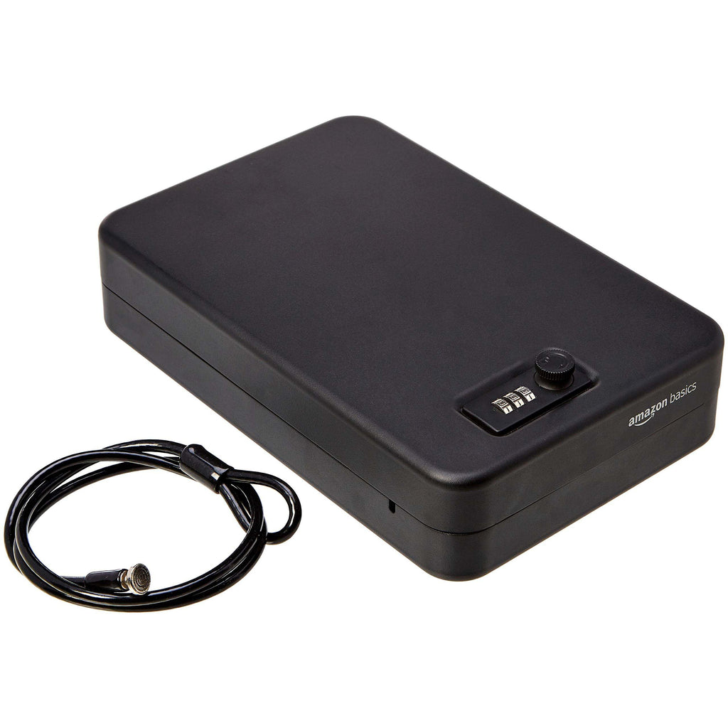 Amazon Basics Portable Security Case Lock Box Safe with Combination Lock for Documents, Valuables and Personal Items, XXL, Black