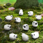 Suzile 50 Pcs Mini Sheep Figurine Miniature Resin Sheep Figurine White Lamb Figure Cute Animal Statue Landscape Little Decor for Spring Summer Outdoor Garden DIY Ornament Cake Topper(Classic Style)