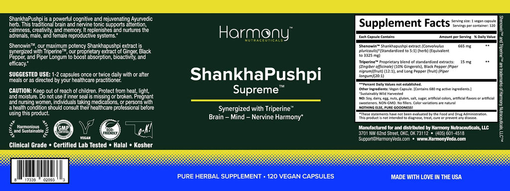 ShankhPushpi Supreme - Harmony Nutraceuticals Ayurvedic Medicine to Support Brain, Mind and Nervine