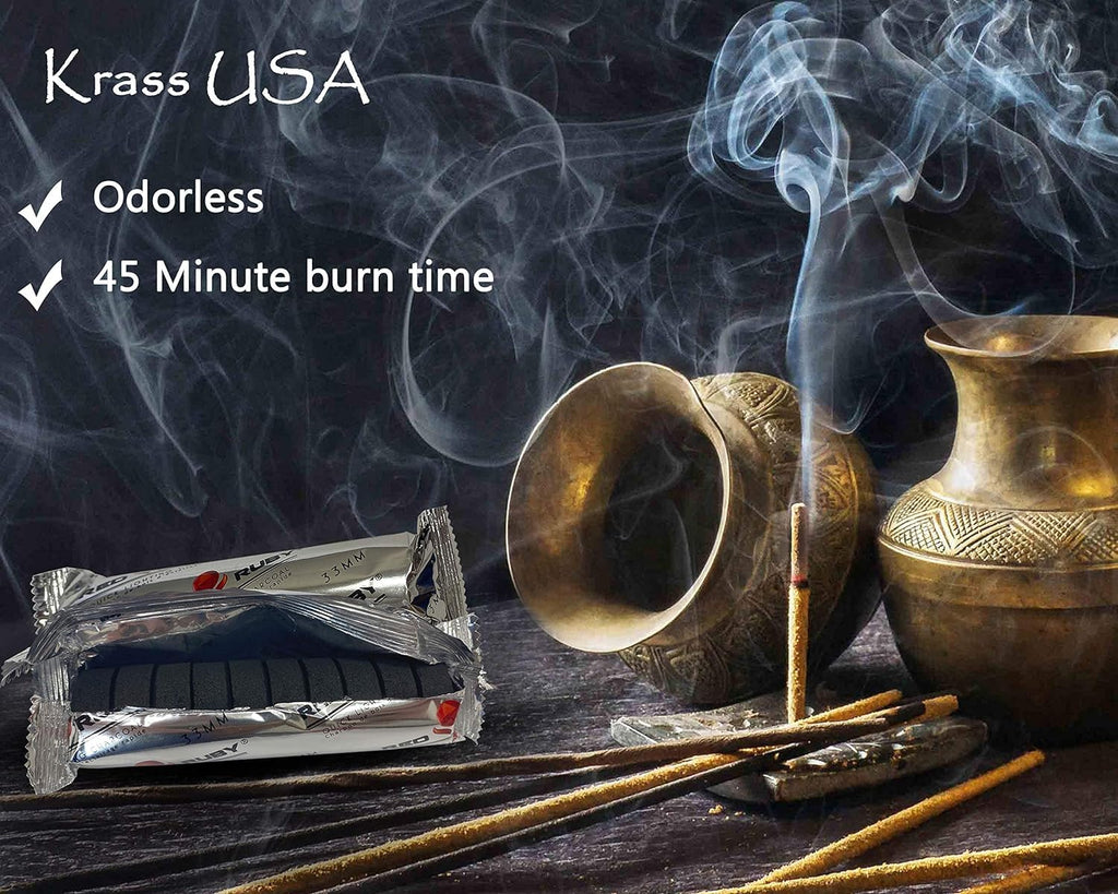 Coal Disks for Incense - Pack of 200 Coal Briquettes - 20 Rolls of 10 Tablets - Quicklighting - Slow Burning