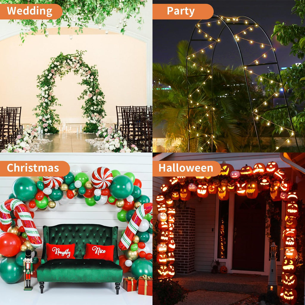 Mr.Ton Garden Arch Arbors, Trellis for Climbing Plants Outdoor 6-8ft, Two Way Assemble Wedding Decoration Metal Arch,Black
