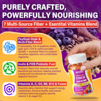 1Pack Fiber Gummies for Adults with Psyllium Husk, 7G(Soluble + Insoluble) Daily Prebiotic Fiber with Inulin, FOS, Guar Gum, Multivitamins for Daily Digestive Health, Regularity Gut Support,Sugar Free