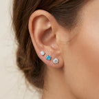 Lab-Grown Diamond Stud Earrings in Hypoallergenic 925 Sterling Silver, Screw Back, 1/5 to 2 1/2 Cttw, Round Princess Cushion Cut, 4 Prong, G-H Color, SI Clarity (Silver, 0.3 cttw (0.15ct each)-3.3mm, White Round Diamond)
