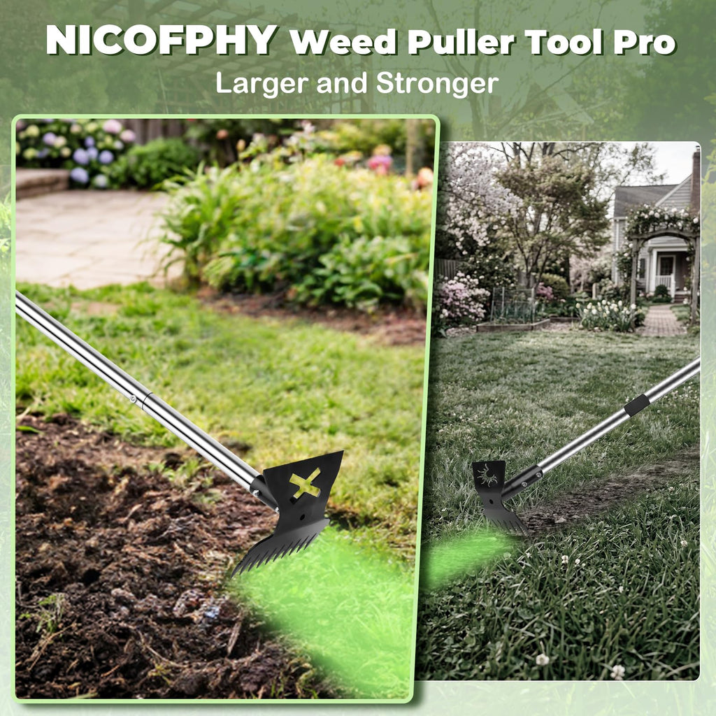 NICOFPHY Larger Weed Puller Tool with Long Handle for Garden, Yard and Lawn