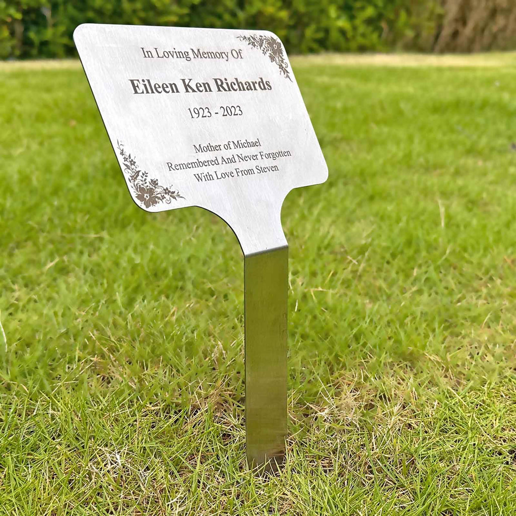 Signxuni Engraved Memorial Plaques for Outdoors, Stake Mounted Metal Plaque