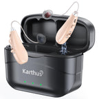 Karthus Hearing Aids, Rechargeable Hearing Aids for Seniors with Hearing Loss, Noise Cancelling & Clear Sound, Comfort & Invisible, 100H Long Battery, 7 Level Volume, One-Button Operation, Skin